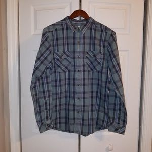 Iron Man Forest Plaid Distressed Botton Up